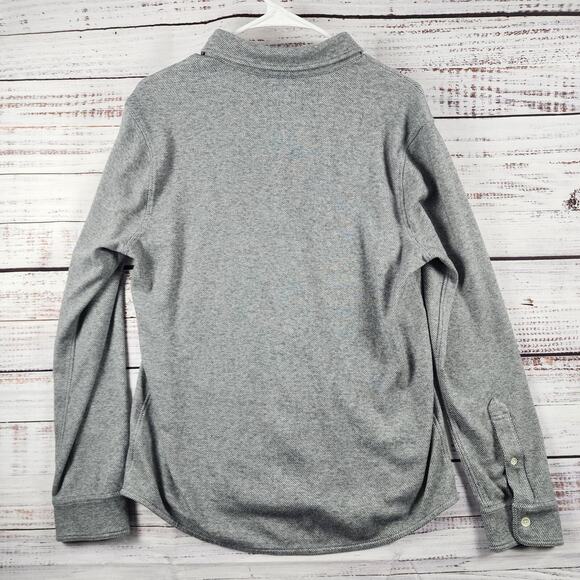 Faherty Brand Knit Button Shirt Gray M Long Sleeve Stretch Herringbone Knit Soft - Picture 2 of 8